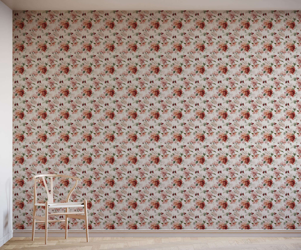 Large Pink Peony Floral Wallpaper