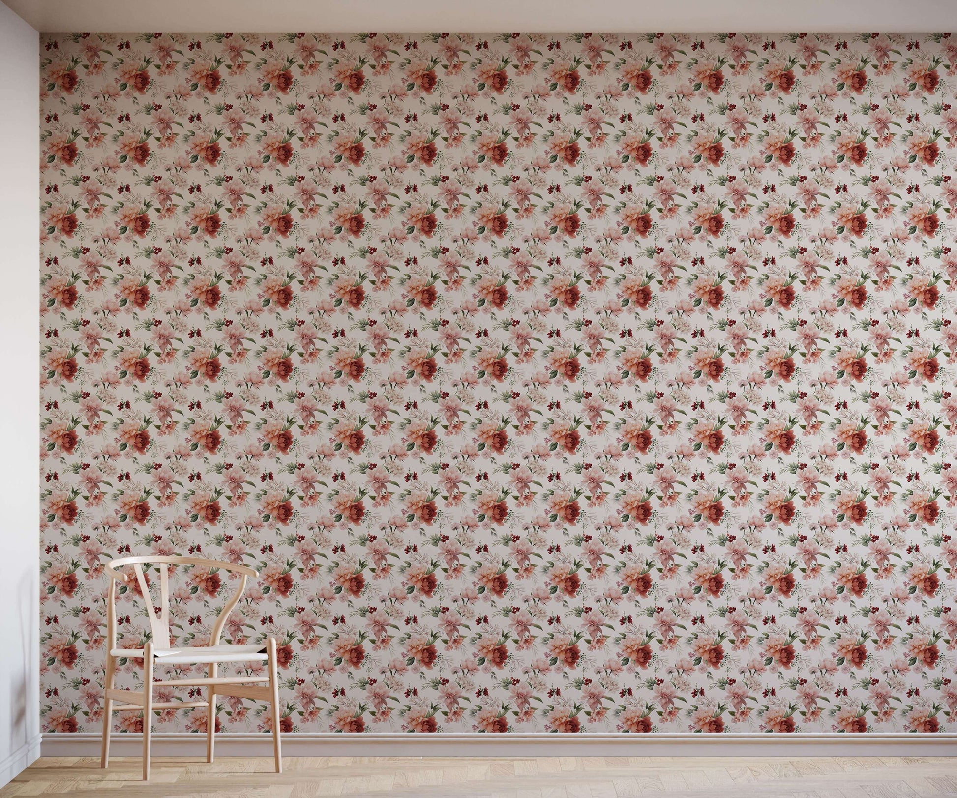 Large Pink Peony Floral Wallpaper