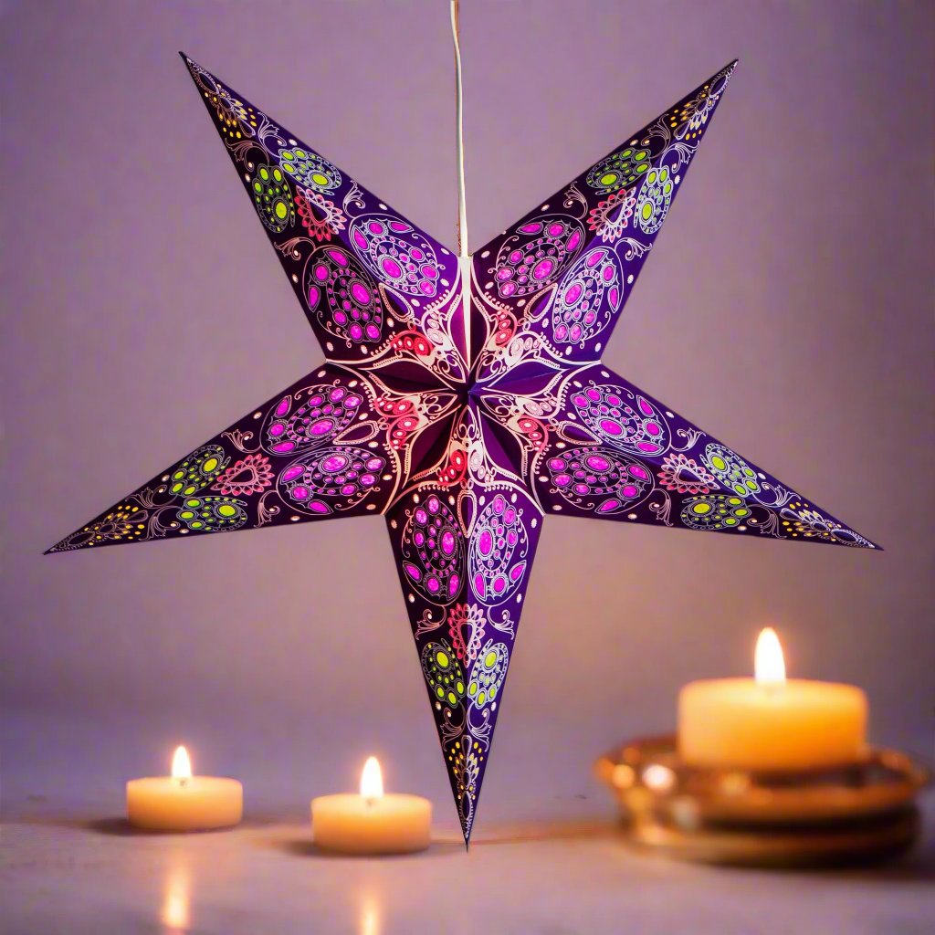 Deep Purple Damask Star Lantern 60cm