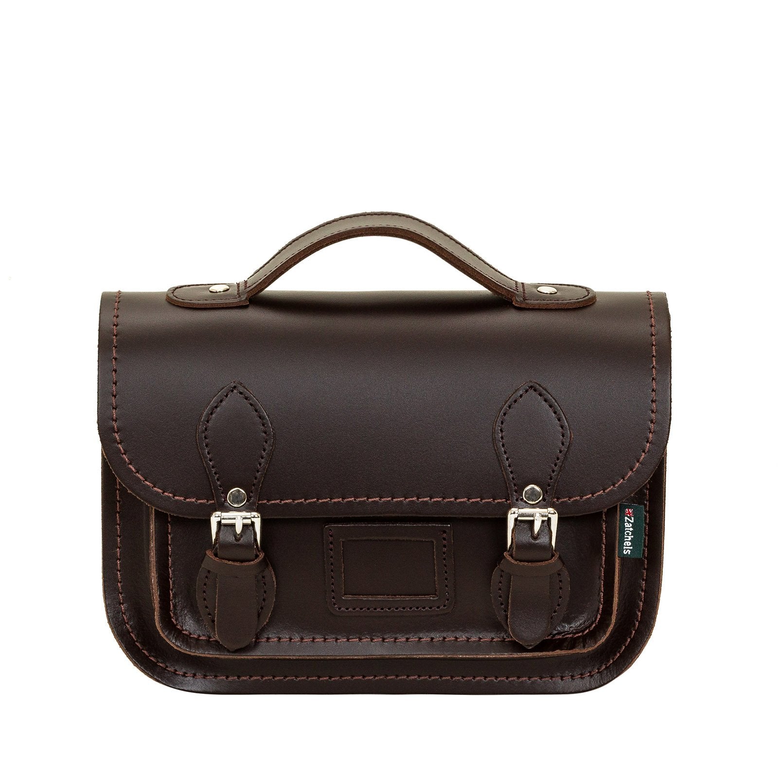 Leather Midi Satchel in Dark Brown