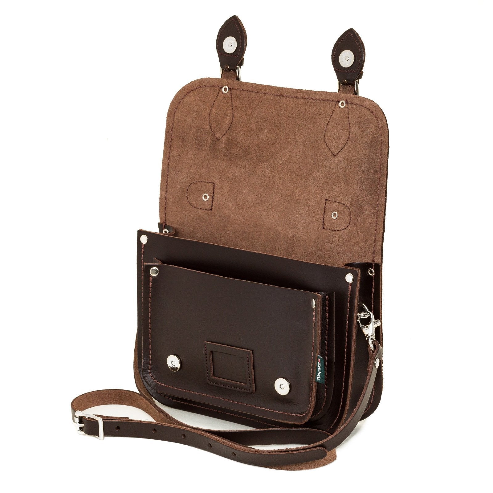Leather Midi Satchel in Dark Brown