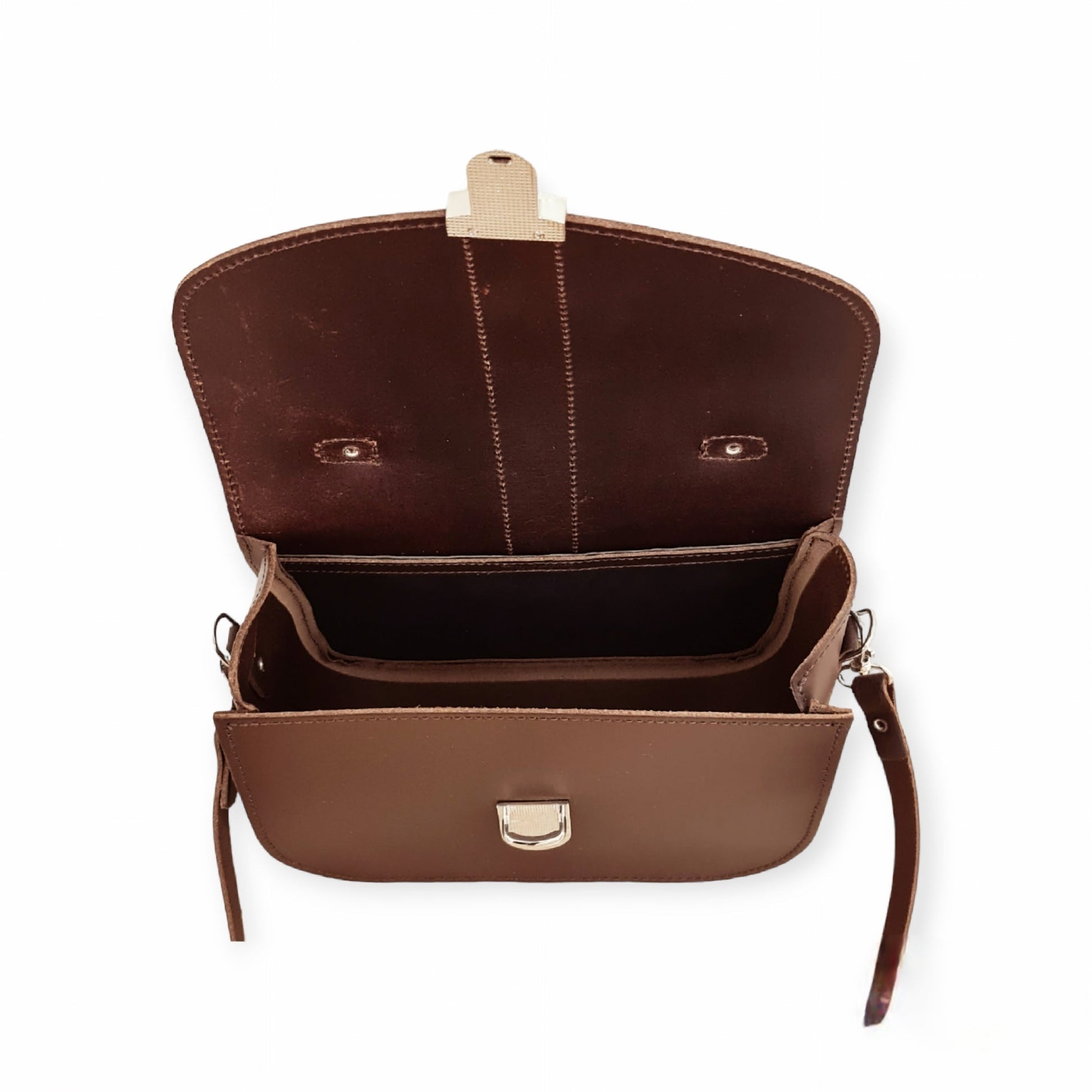 Handmade Dark Brown Leather Bag with Adjustable Strap