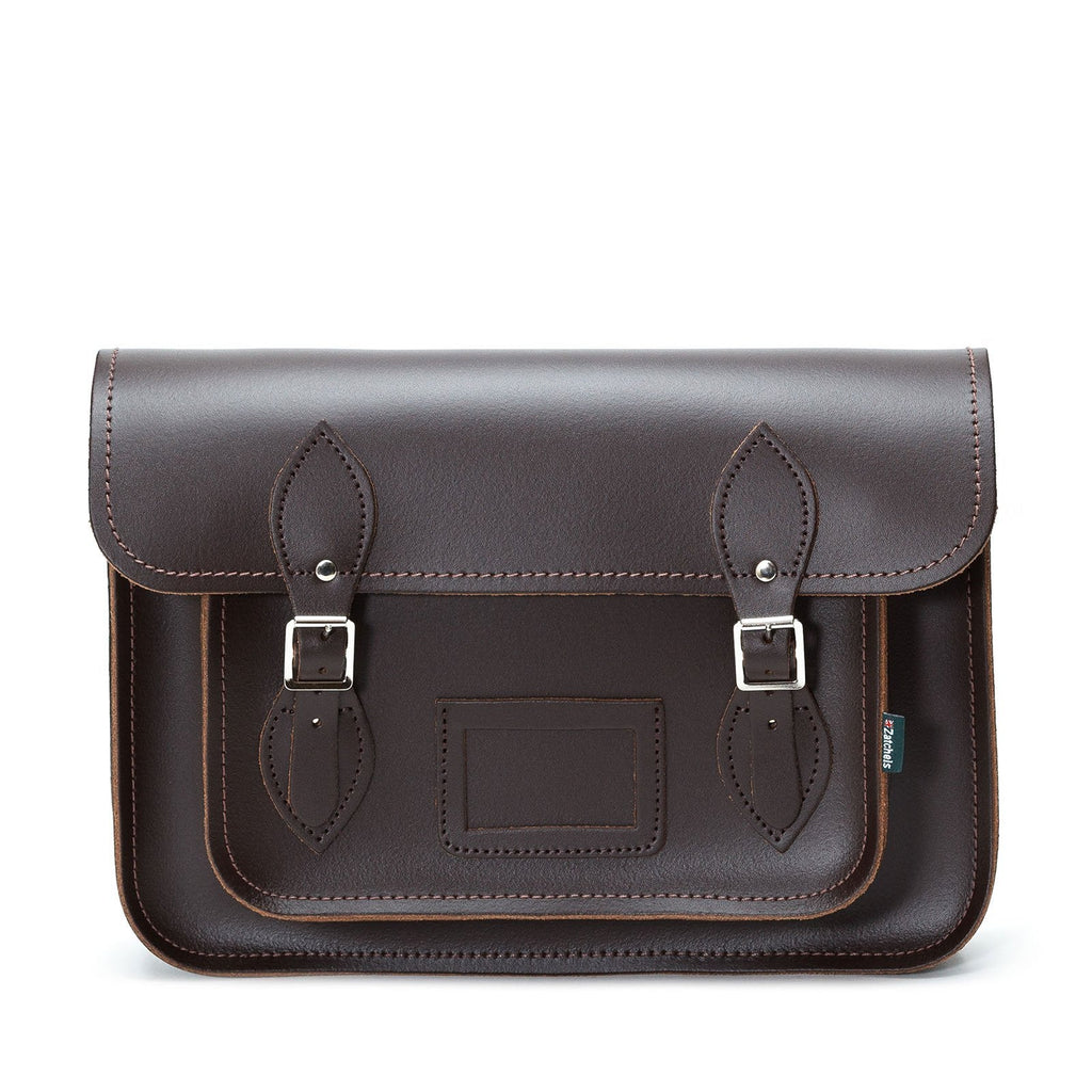 Handmade Leather Satchel in Dark Brown