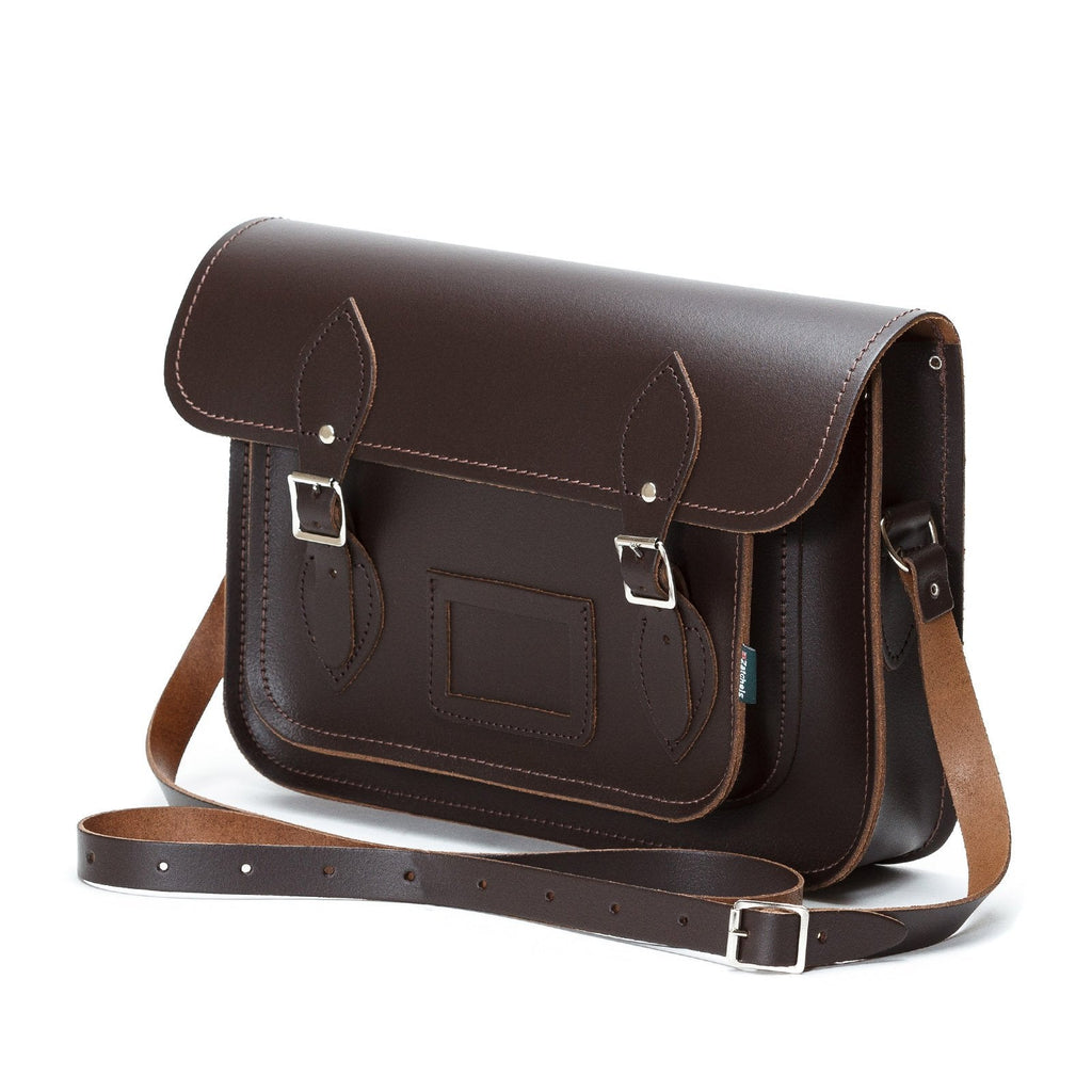 Handmade Leather Satchel in Dark Brown