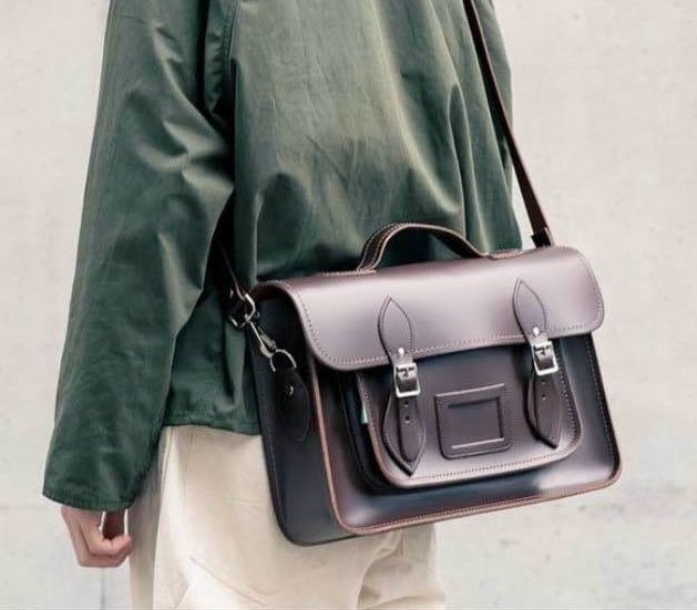 Handmade Leather Satchel in Dark Brown