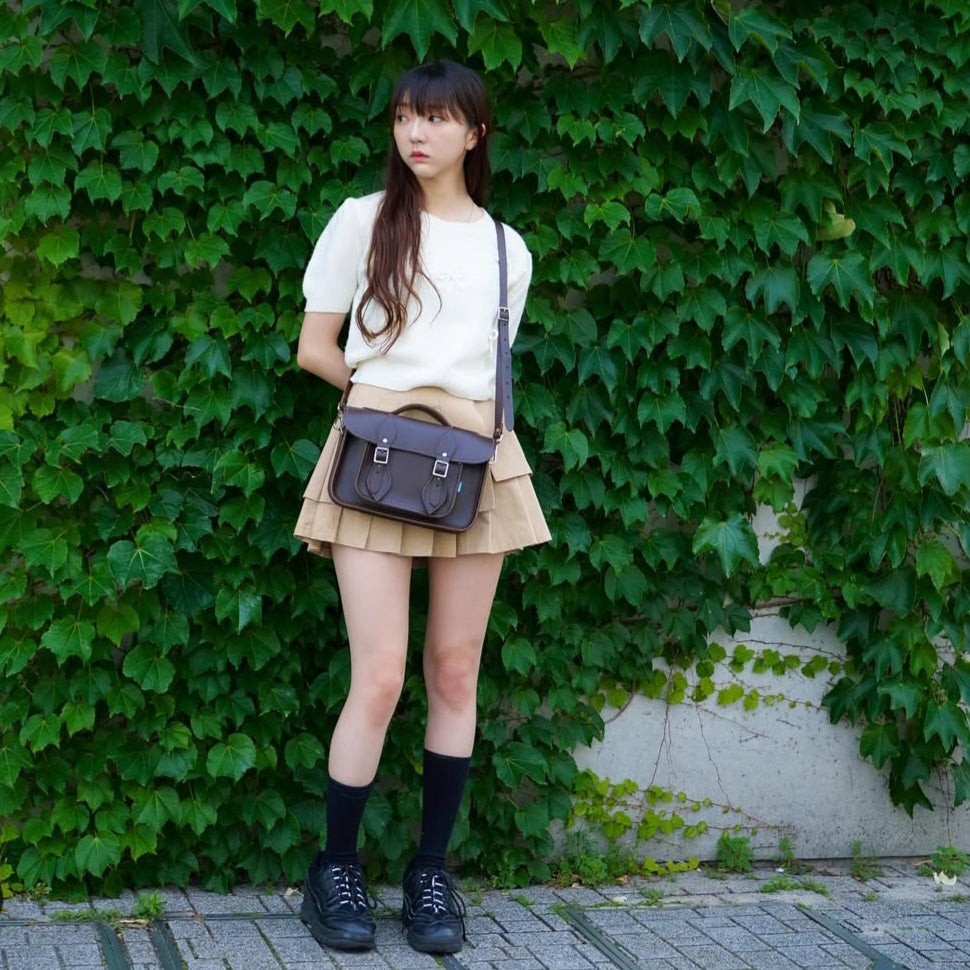 Handmade Leather Satchel in Dark Brown