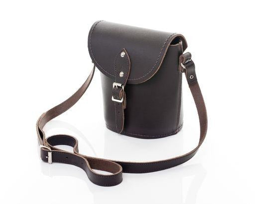 Handmade Dark Brown Leather Barrel Bag