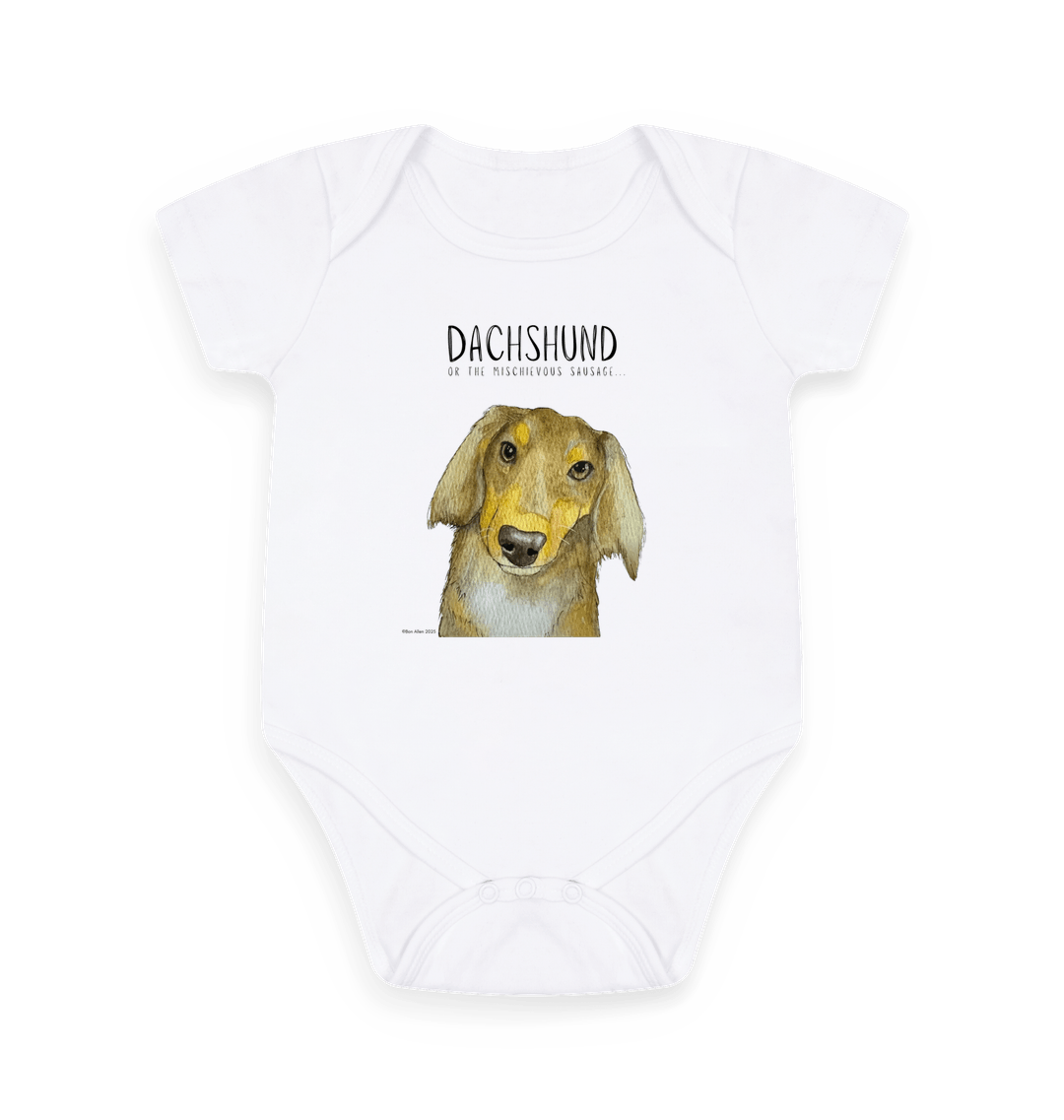 Mischievous Hot Dog Baby Bodysuit Long Haired Dachshund