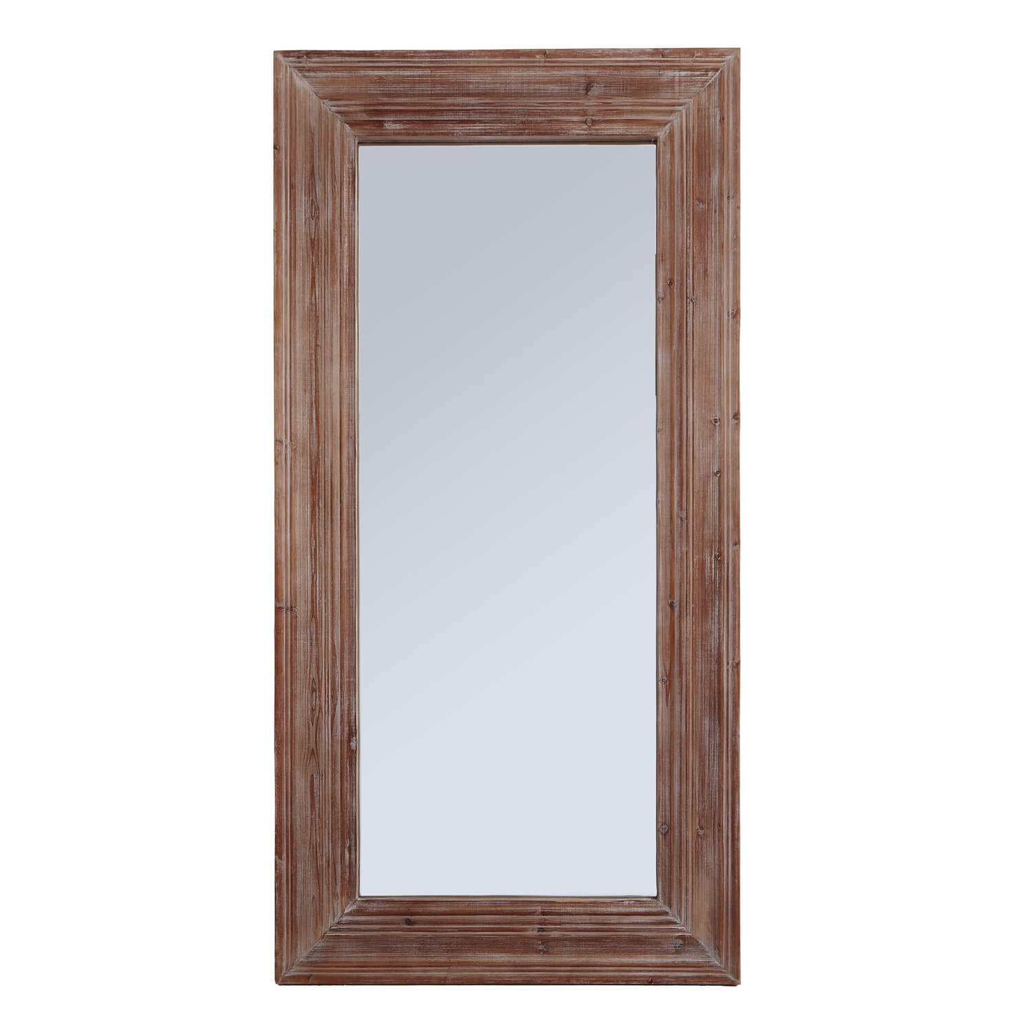 Large Newby washed wood mirror with rustic brown frame, 200cm tall, perfect for living rooms or bedrooms  by RoomLondon at brixbailey.com