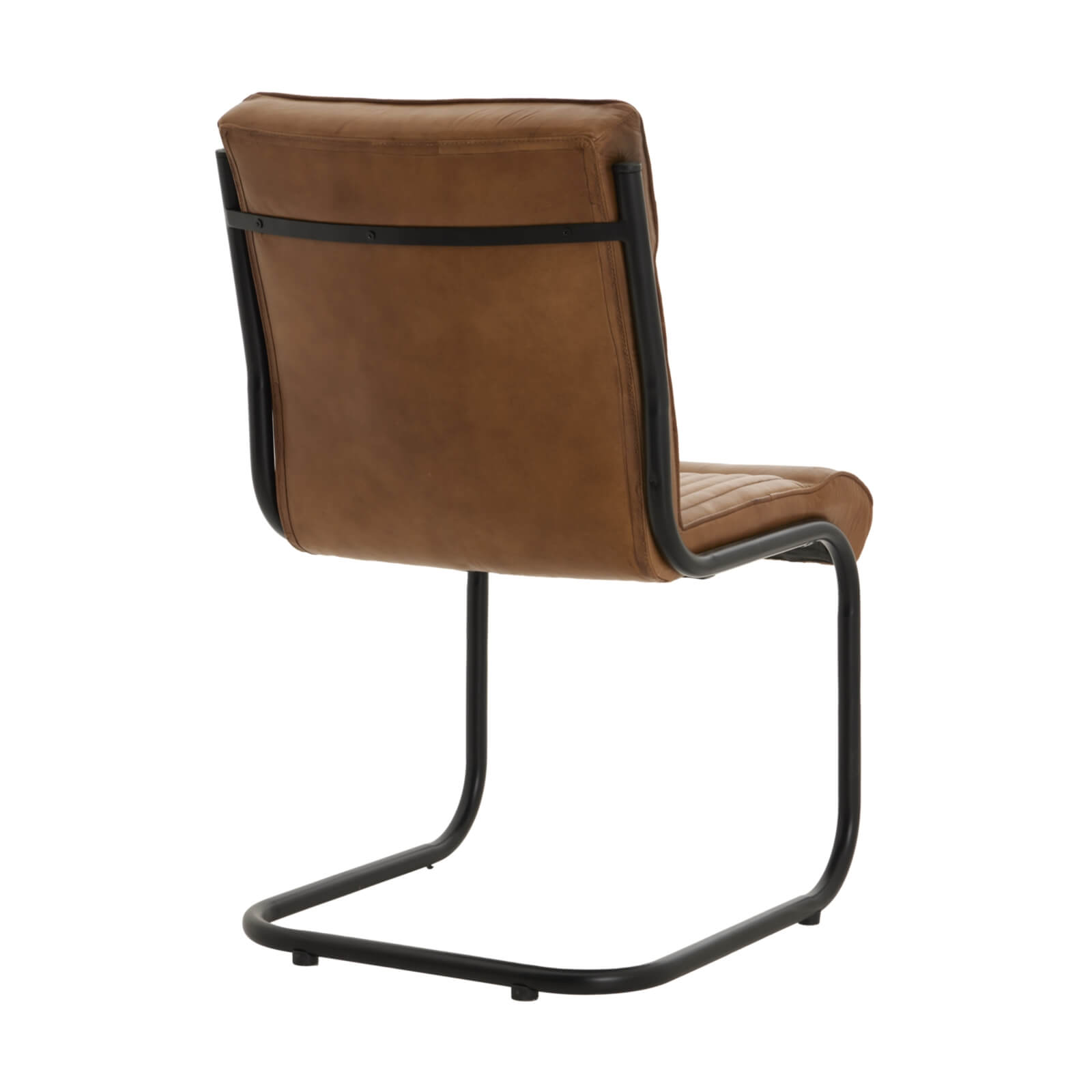 Billy leather dining chair with caramel upholstery and black metal frame, industrial chic design by Sostter at brixbailey.com