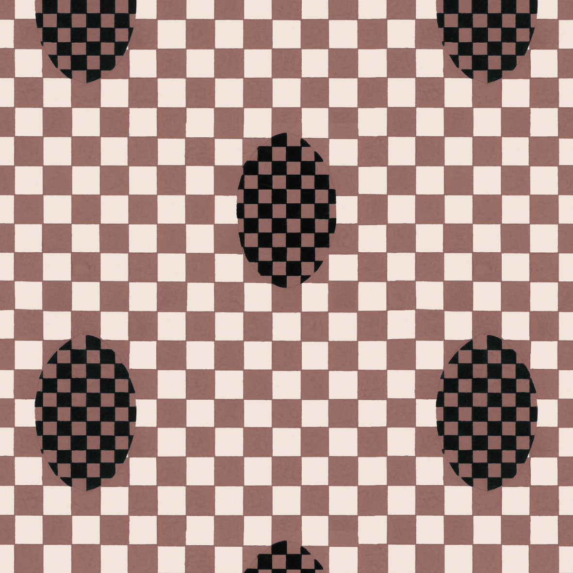 Art Deco Checkers Oatmeal Linen Fabric