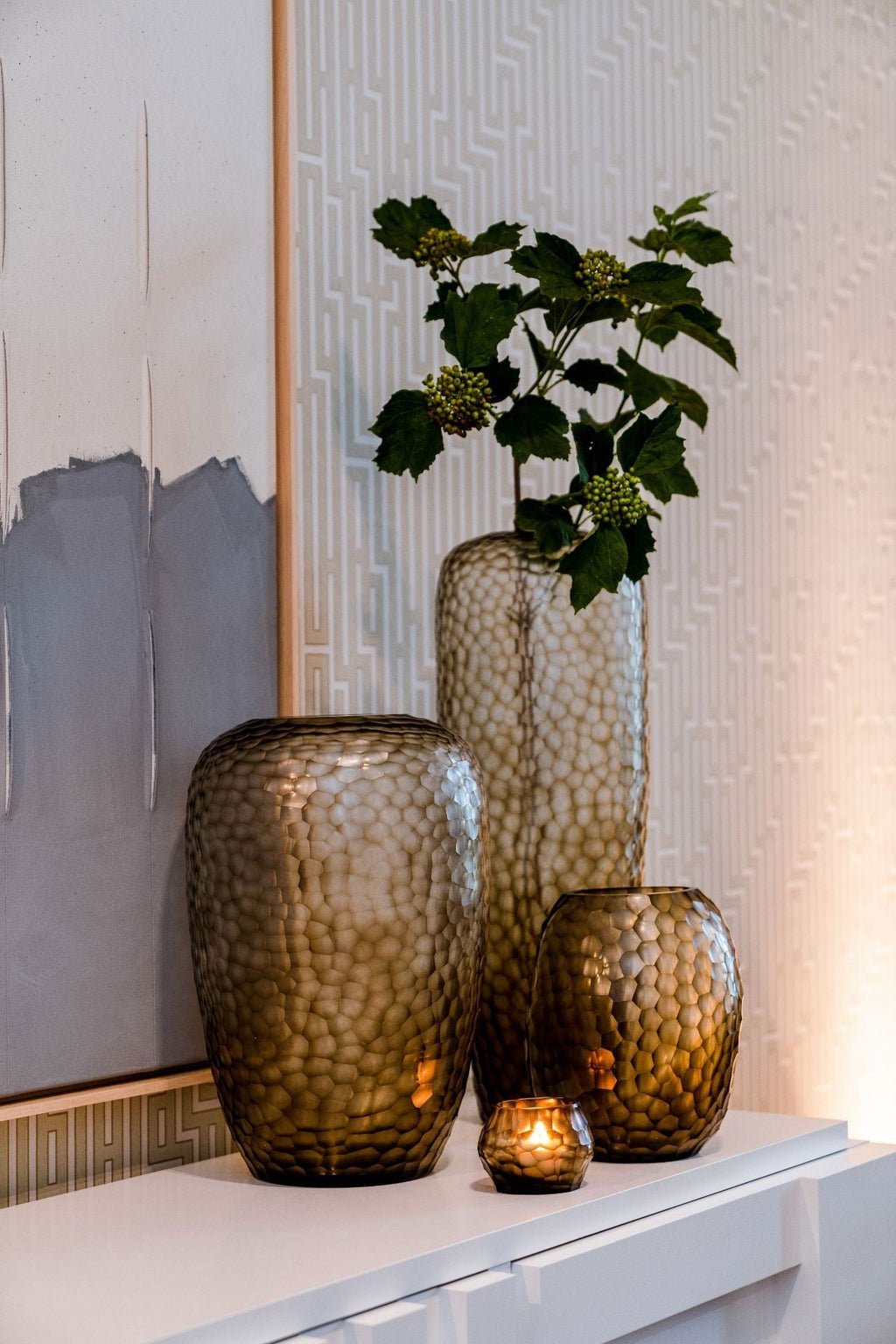 Hematite Candleholder Steel Grey 9cm