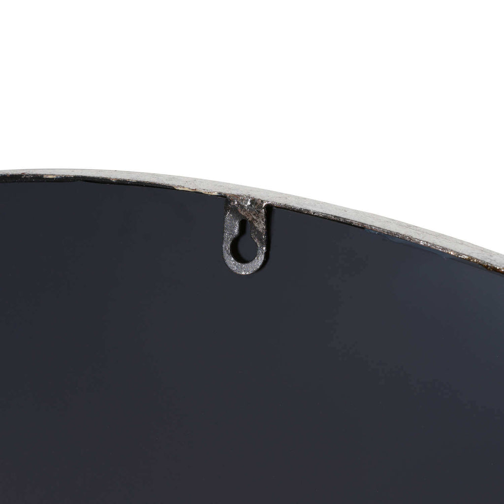 Large circular silver foil wall mirror, 125cm diameter, with glamorous reflective surface for elegant home decor. by sostter at brixbailey.com