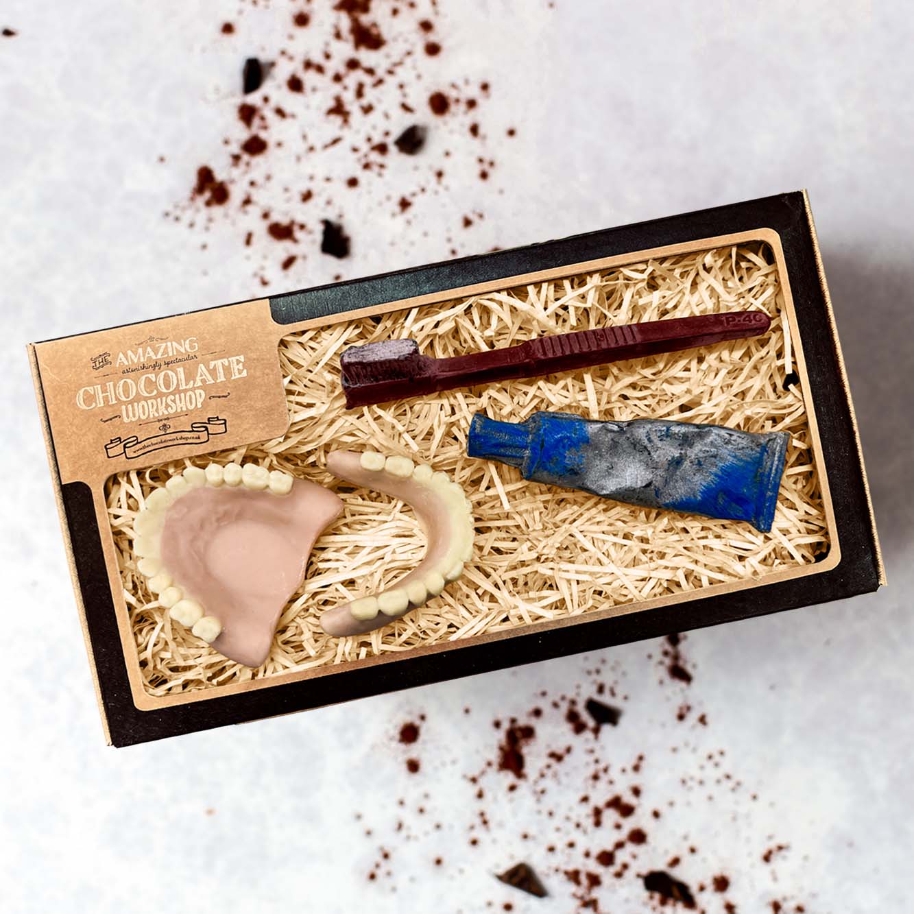 Chocolate Dentures Toothbrush and Toothpaste Gift Box