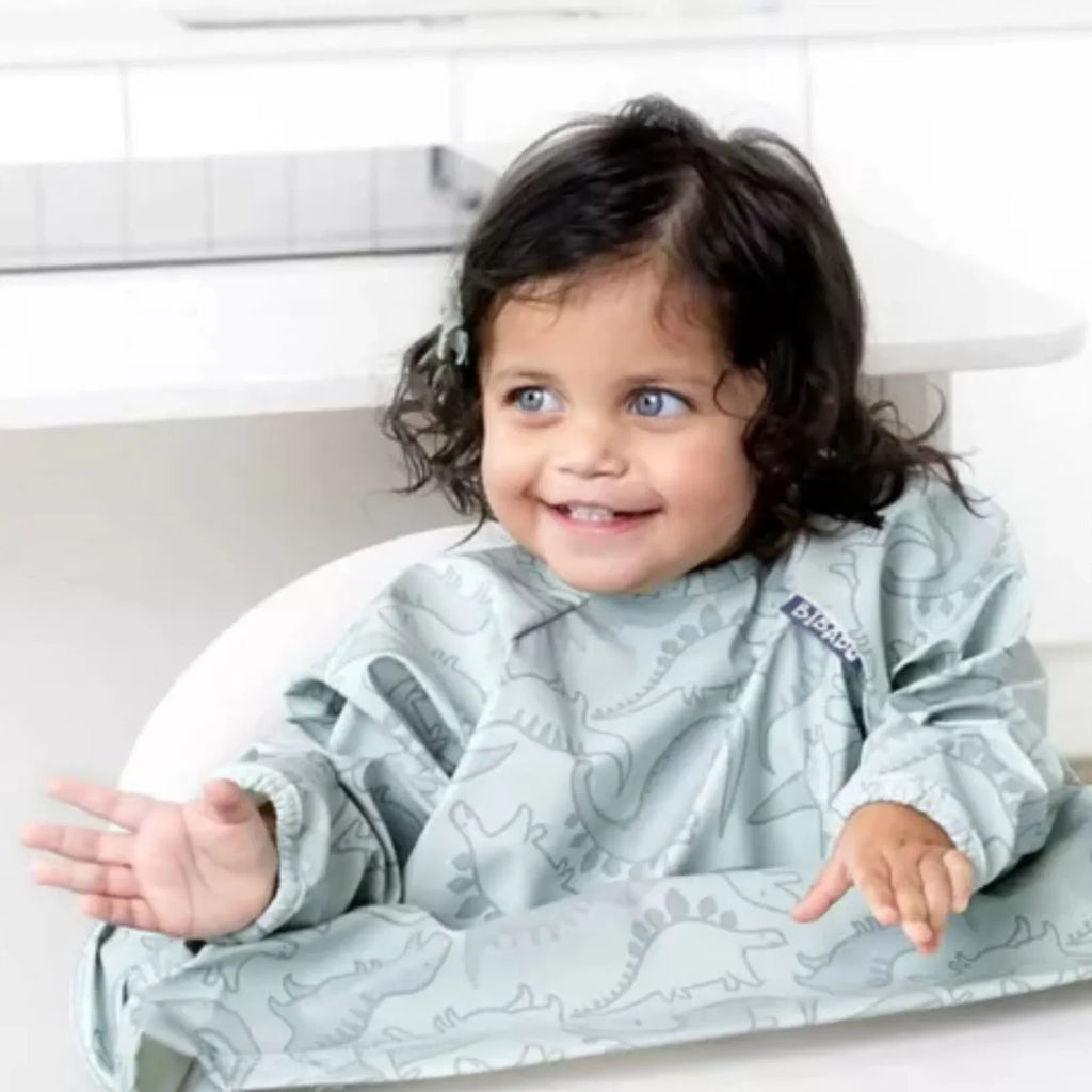 Long Sleeve Coverall Weaning Bib in Dino Roar