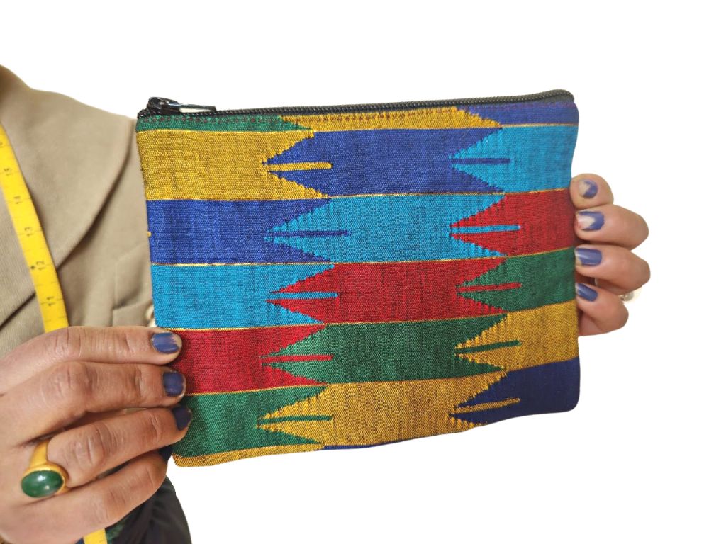 Dhaka Handwoven Pouch in Vibrant Geometric Patterns