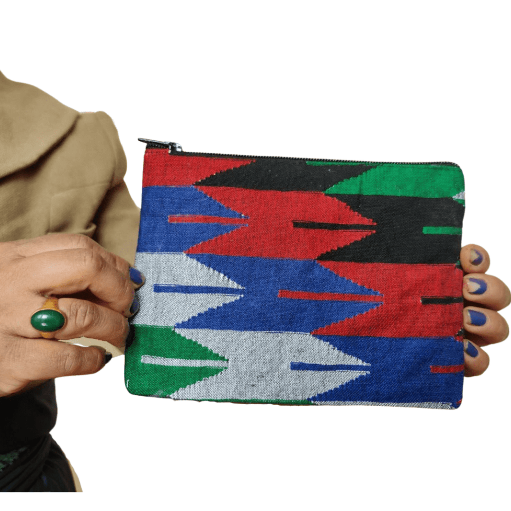 Dhaka Handwoven Pouch in Vibrant Geometric Patterns