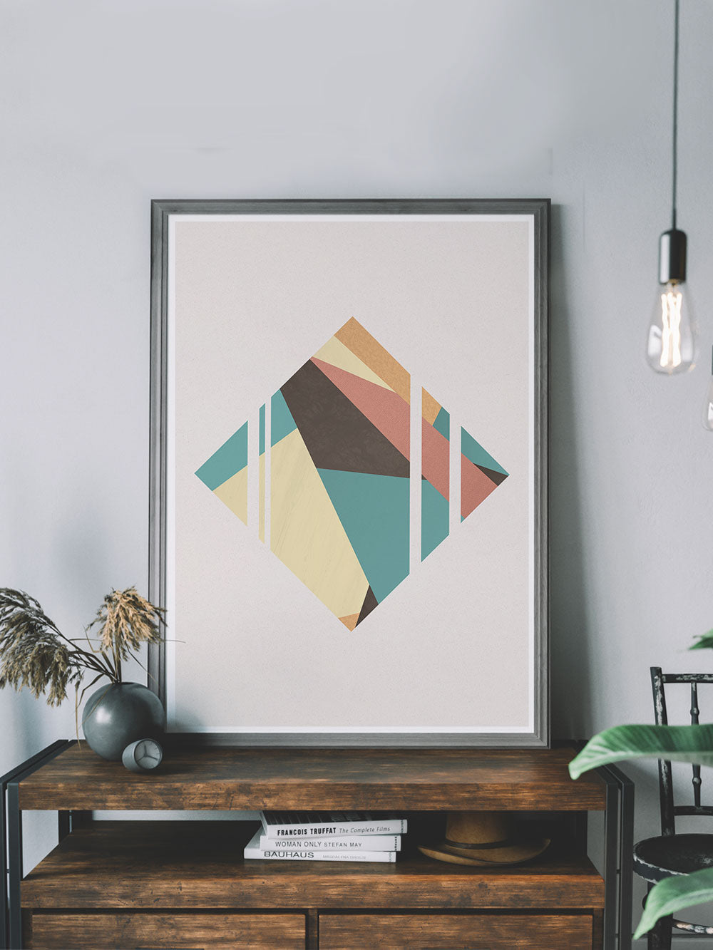 Diamond Neutral Geometric Poster Print