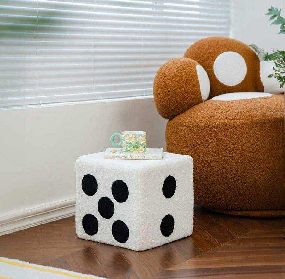 Dice Footstool in Black and White