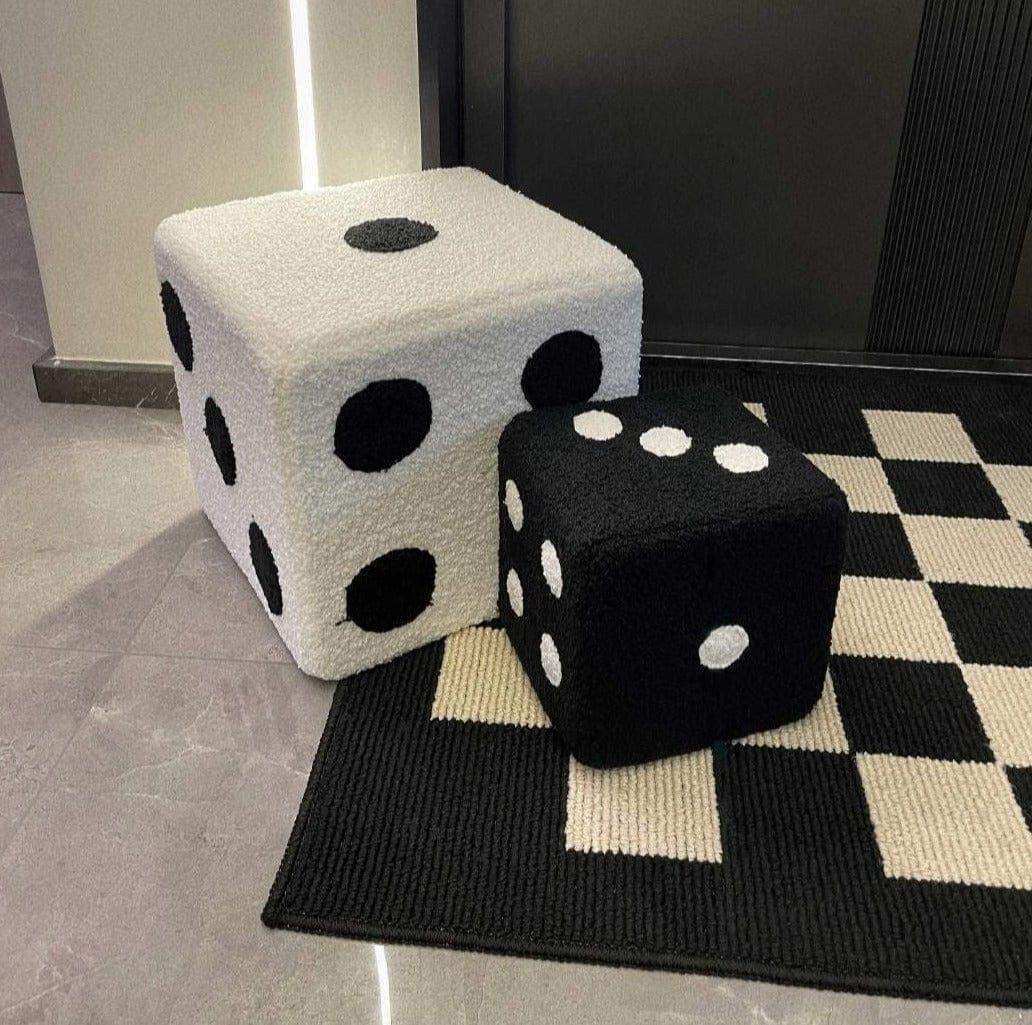 Dice Footstool in Black and White