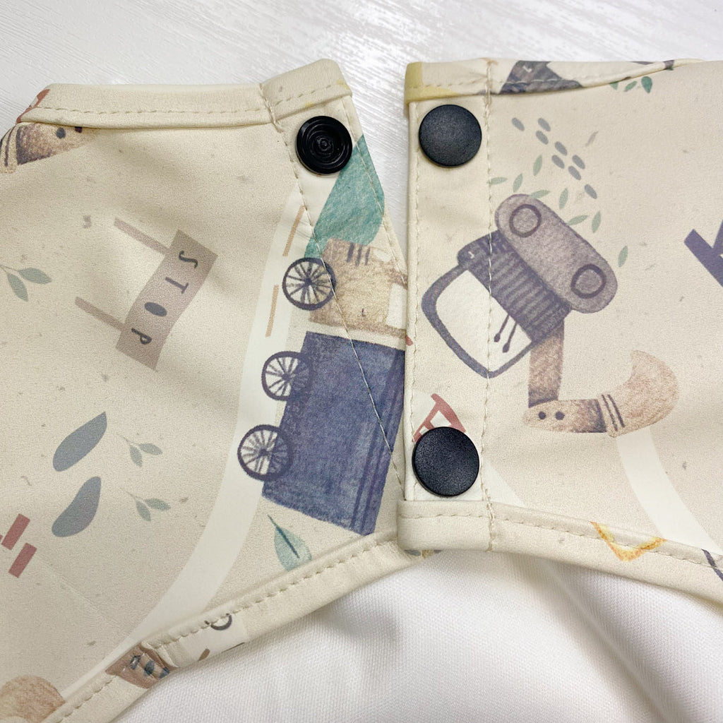 Long Sleeved Baby Bib - Digger Land Print