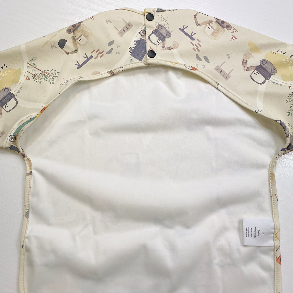 Long Sleeved Baby Bib - Digger Land Print