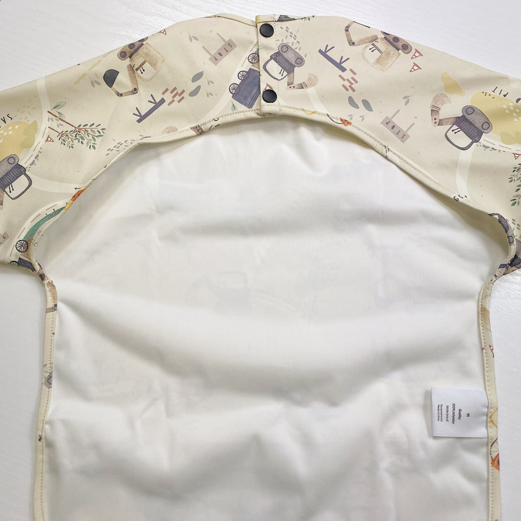 Long Sleeved Baby Bib - Digger Land Print