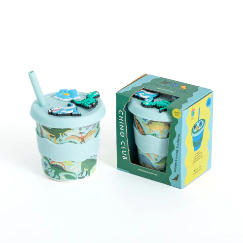 Dino Charm Cup 8oz with Straw