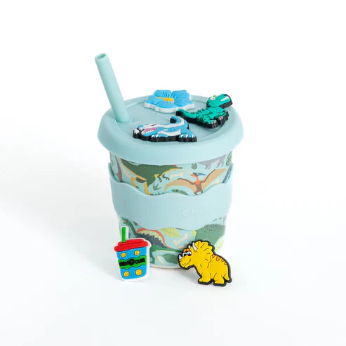 Dino Charm Cup 8oz with Straw