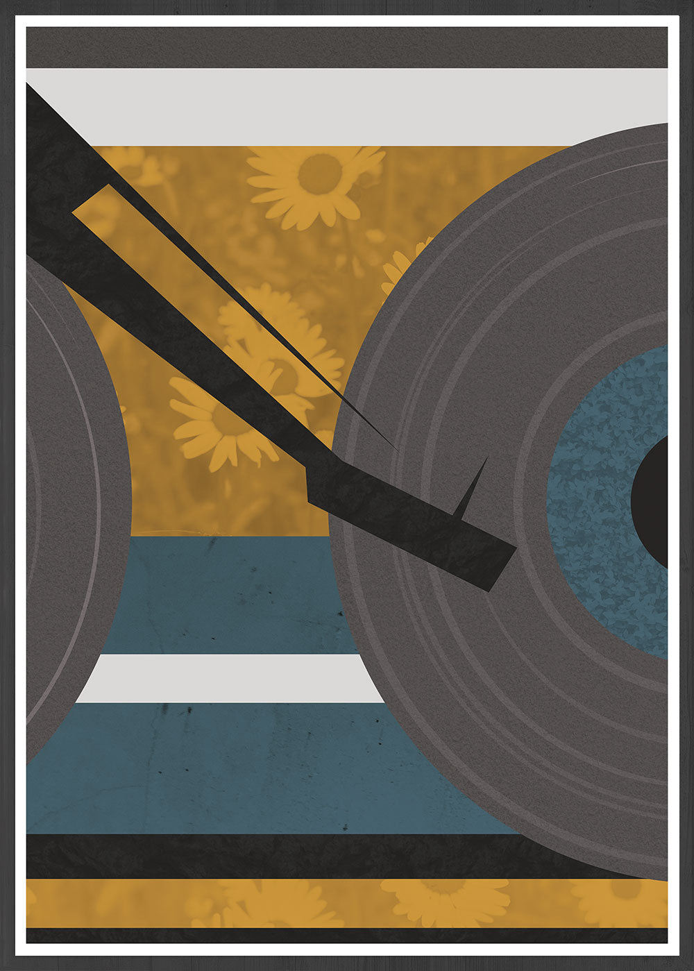 Yellow Disc Jockey Music Abstract Print