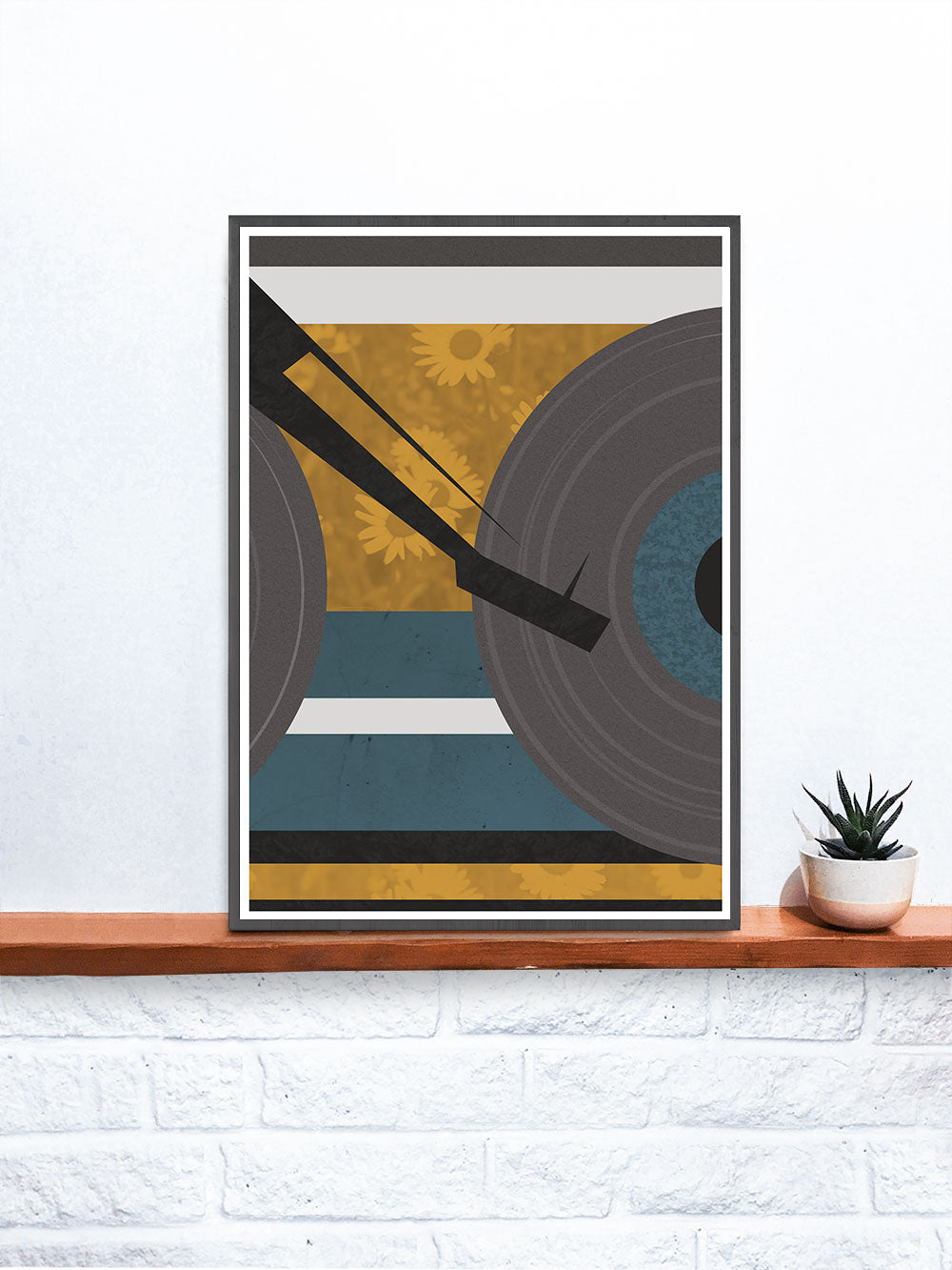 Yellow Disc Jockey Music Abstract Print