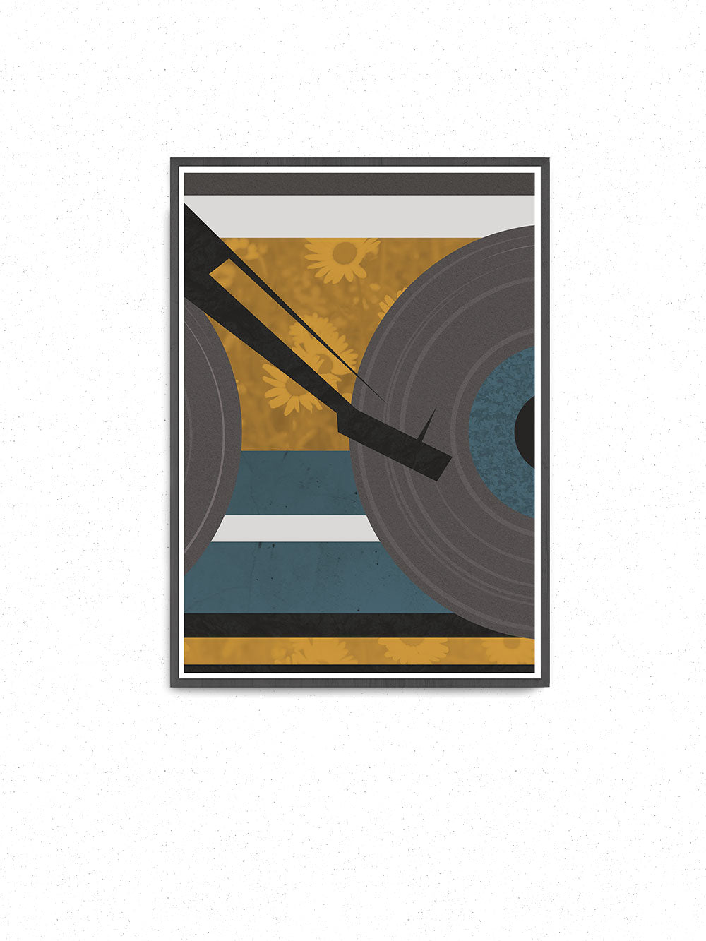 Yellow Disc Jockey Music Abstract Print