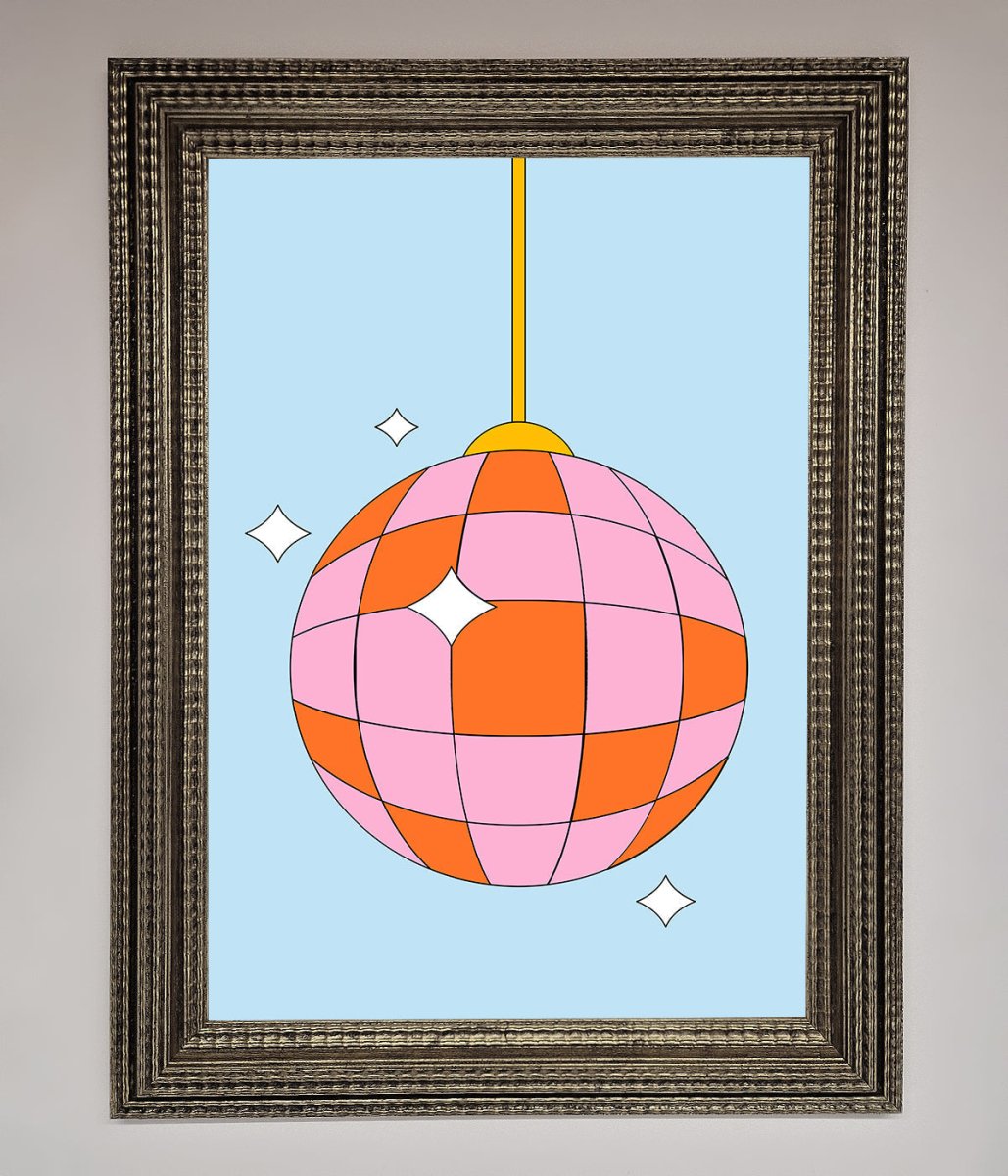 Pink Disco Ball Framed Poster