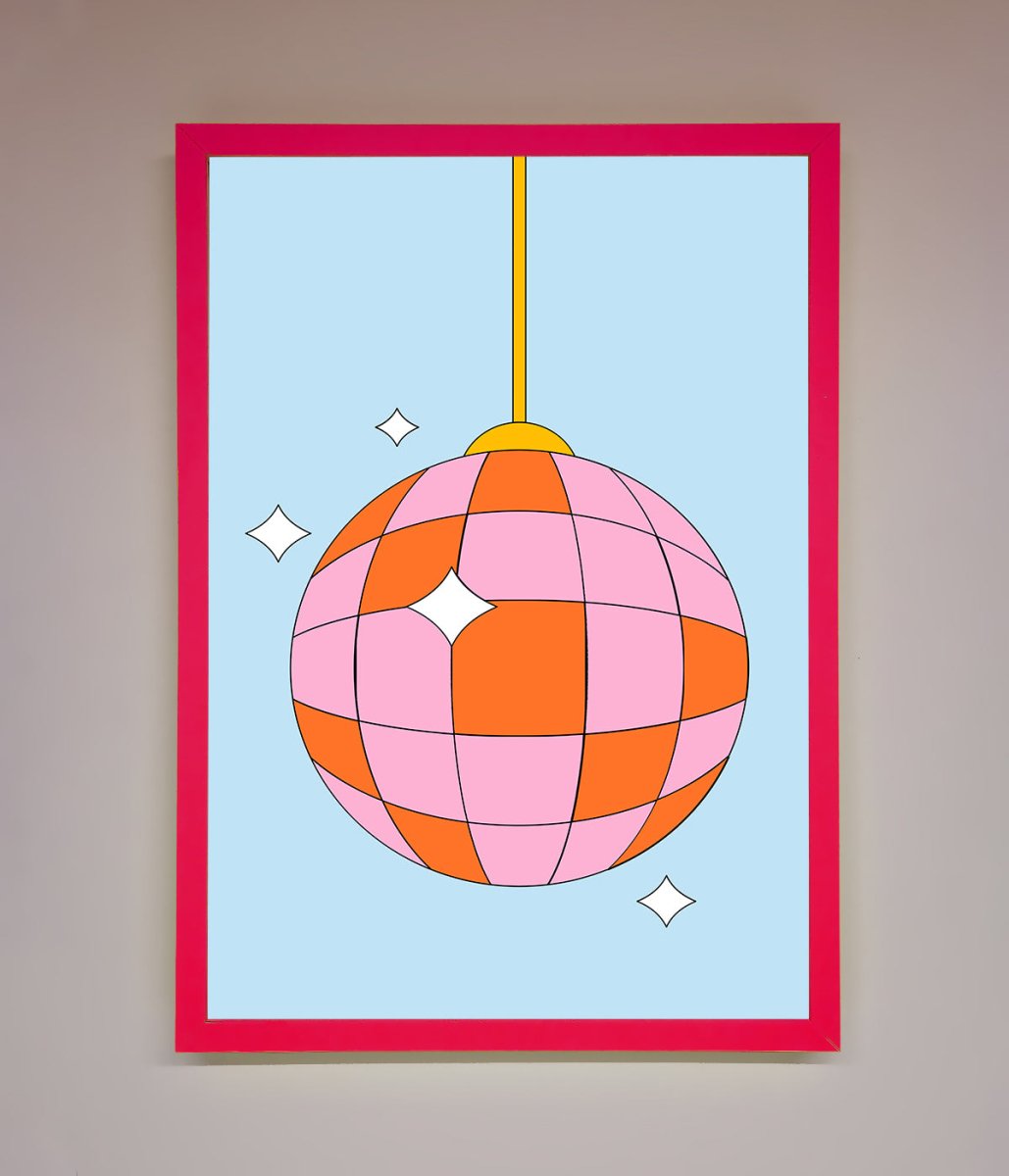 Pink Disco Ball Framed Poster