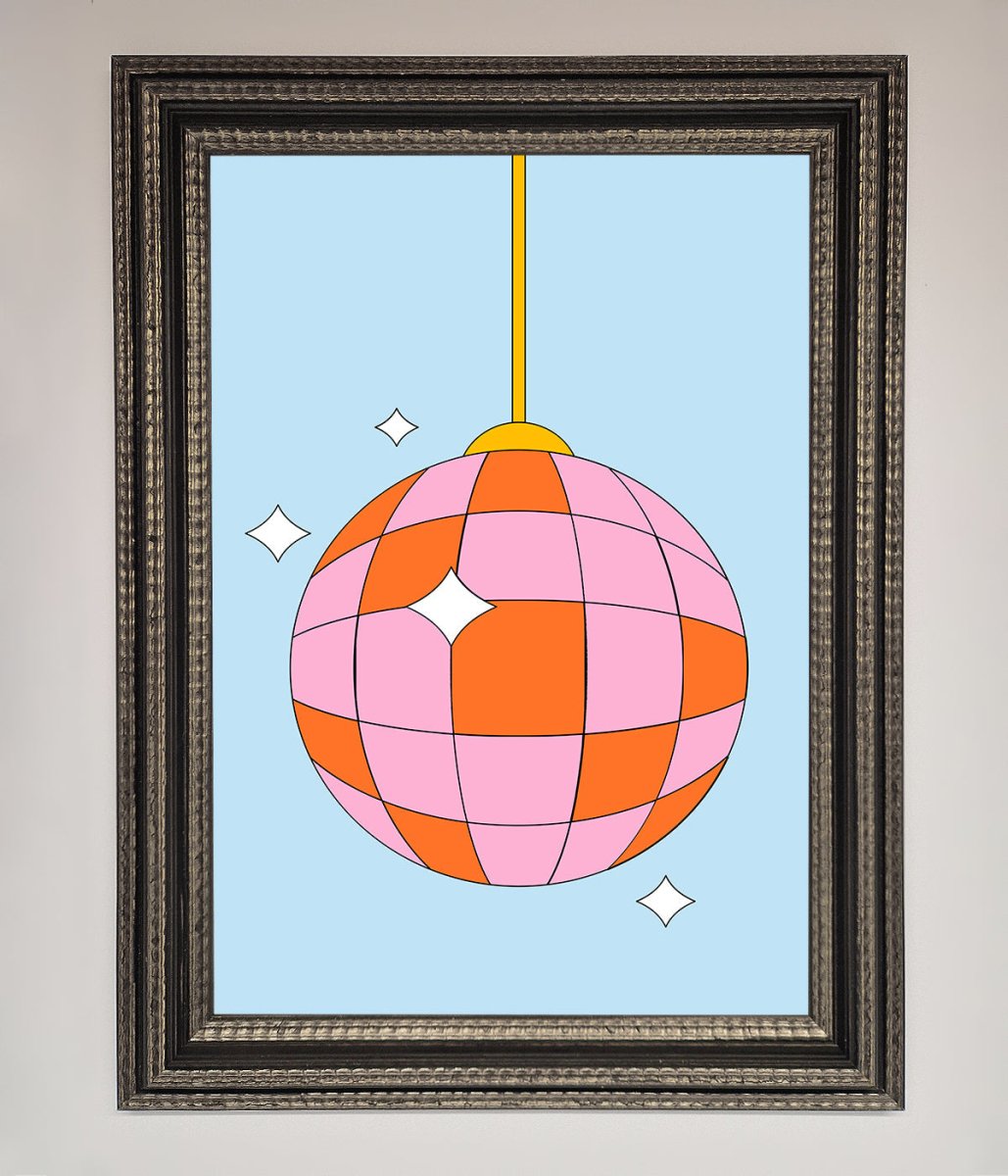 Pink Disco Ball Framed Poster