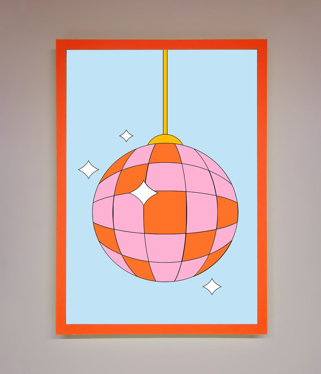 Pink Disco Ball Framed Poster