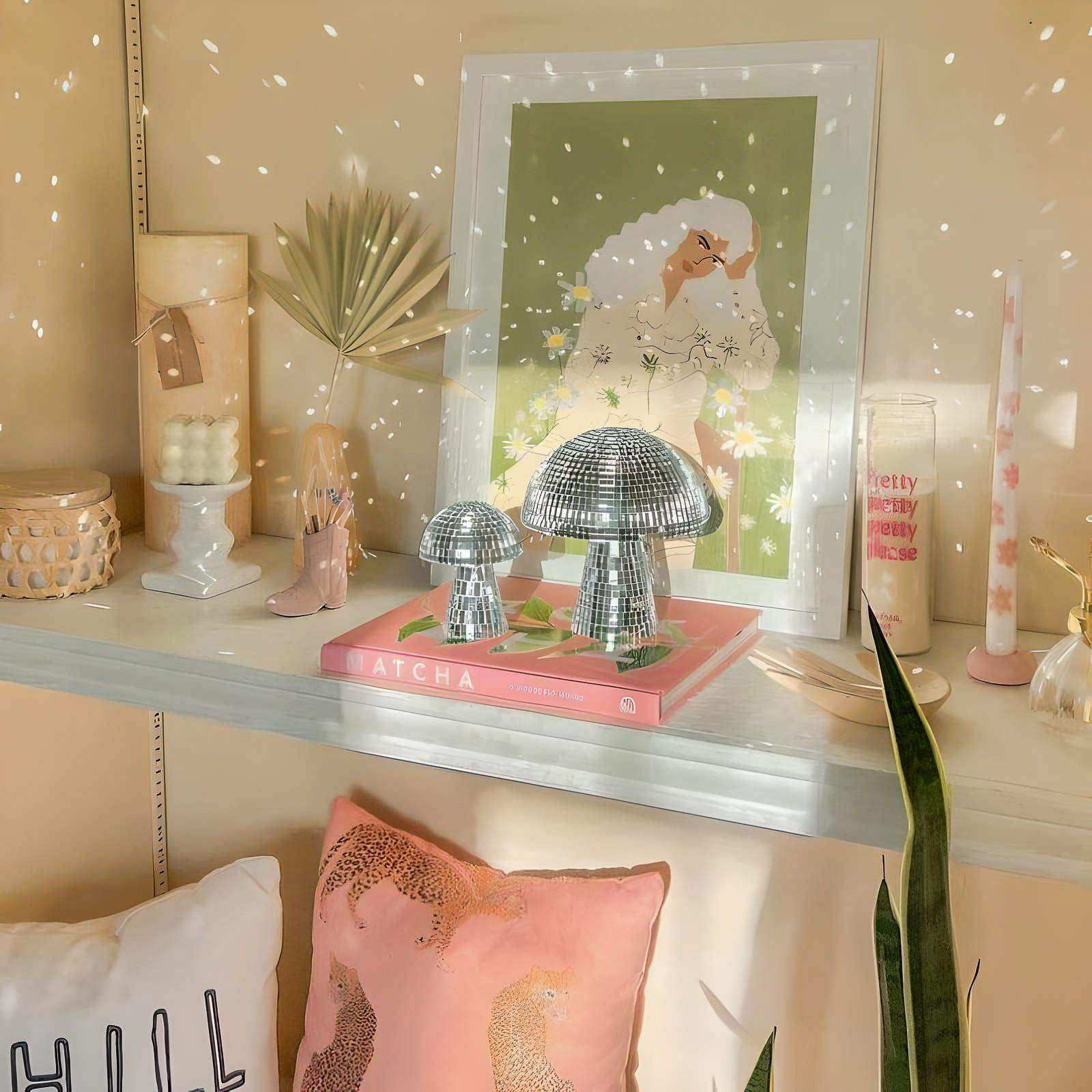 Disco Mushroom Sequin Sculpture Retro Home Decor