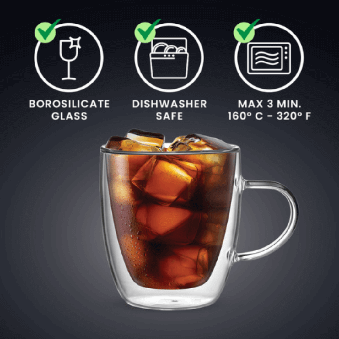 Double Walled Glass Mugs 350ml Set of 2