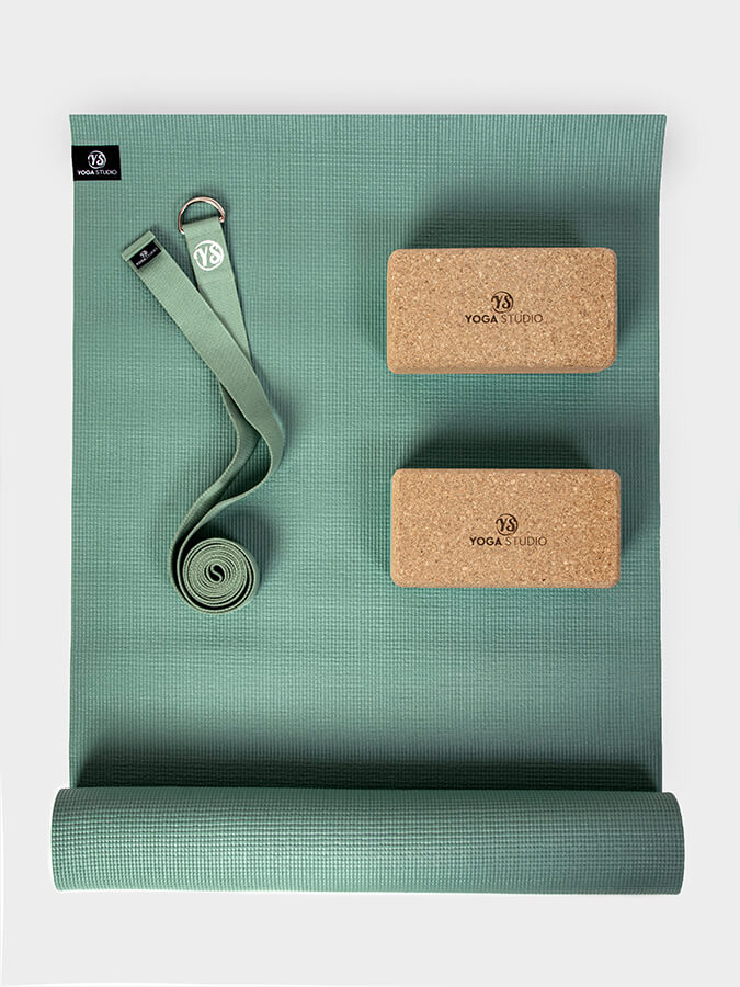 Starter Cork Yoga Set with Mat Blocks and Strap