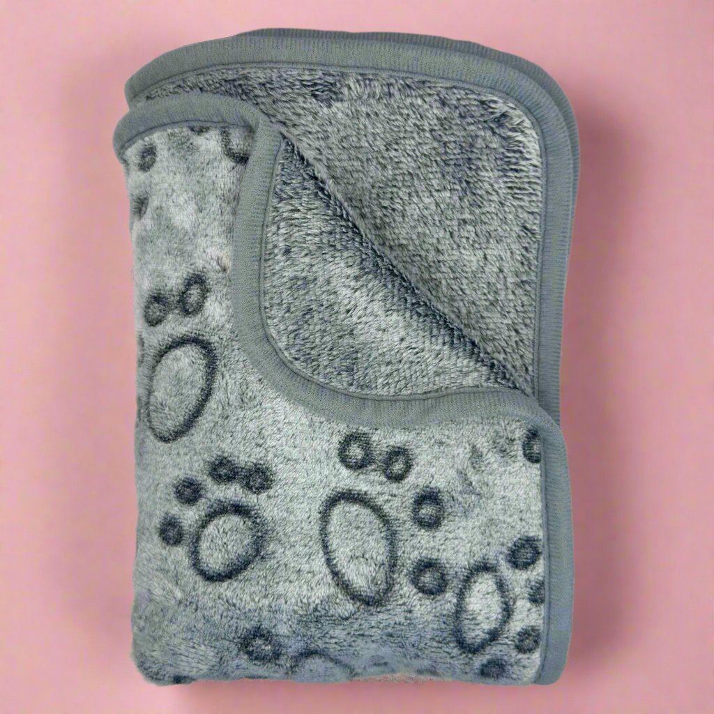 Grey Paws Dog Blanket Soft Fleece