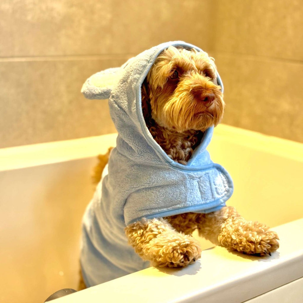 Blue Dog Drying Robe for Quick Bathtime Dry Off