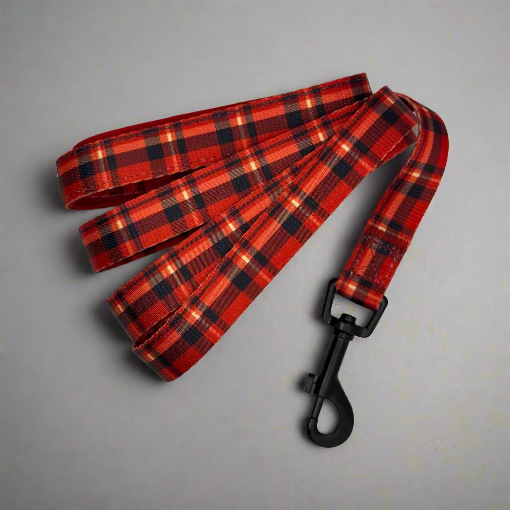 Red Tartan Dog Lead 5ft