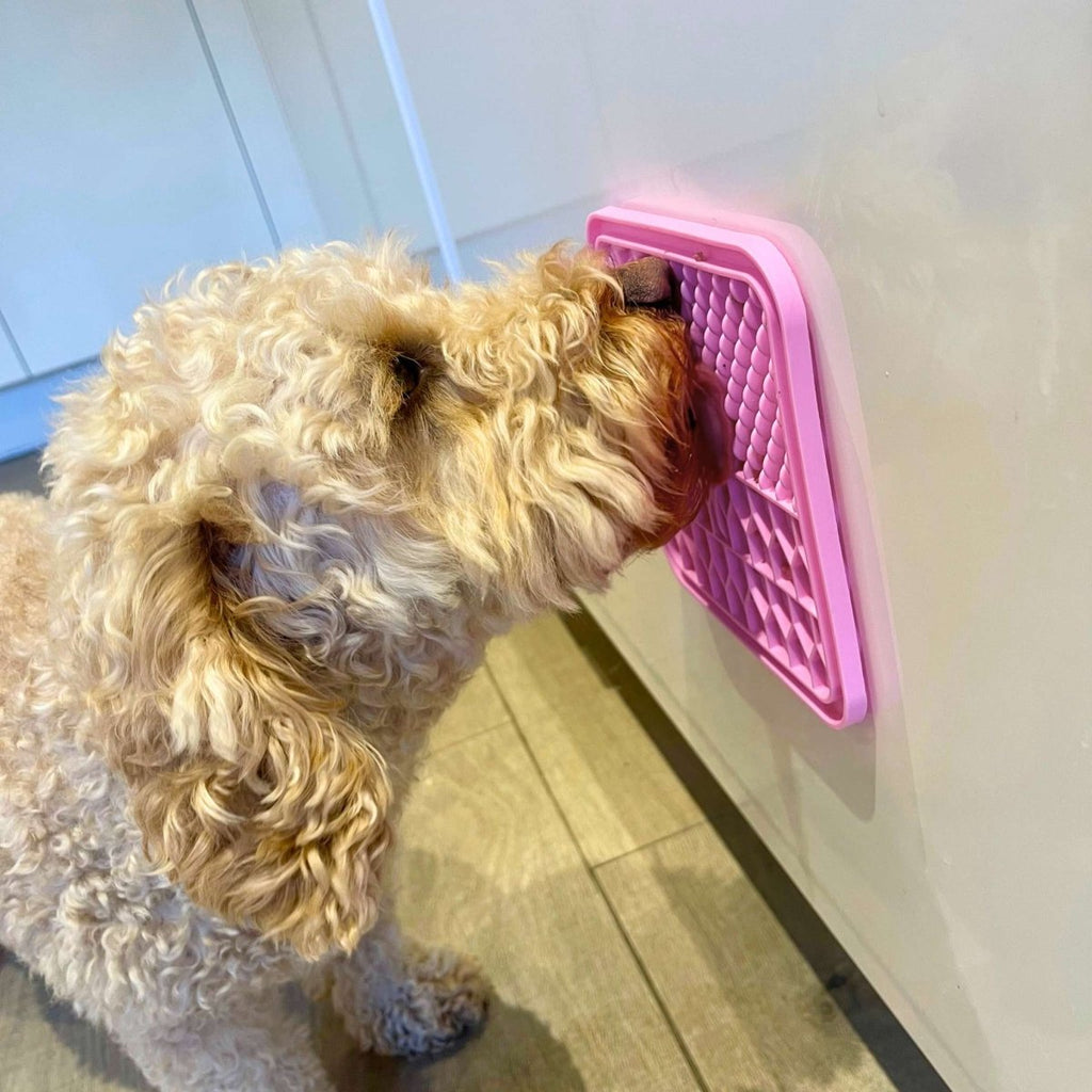 Pink Dog Lick Mat for Treats and Calm