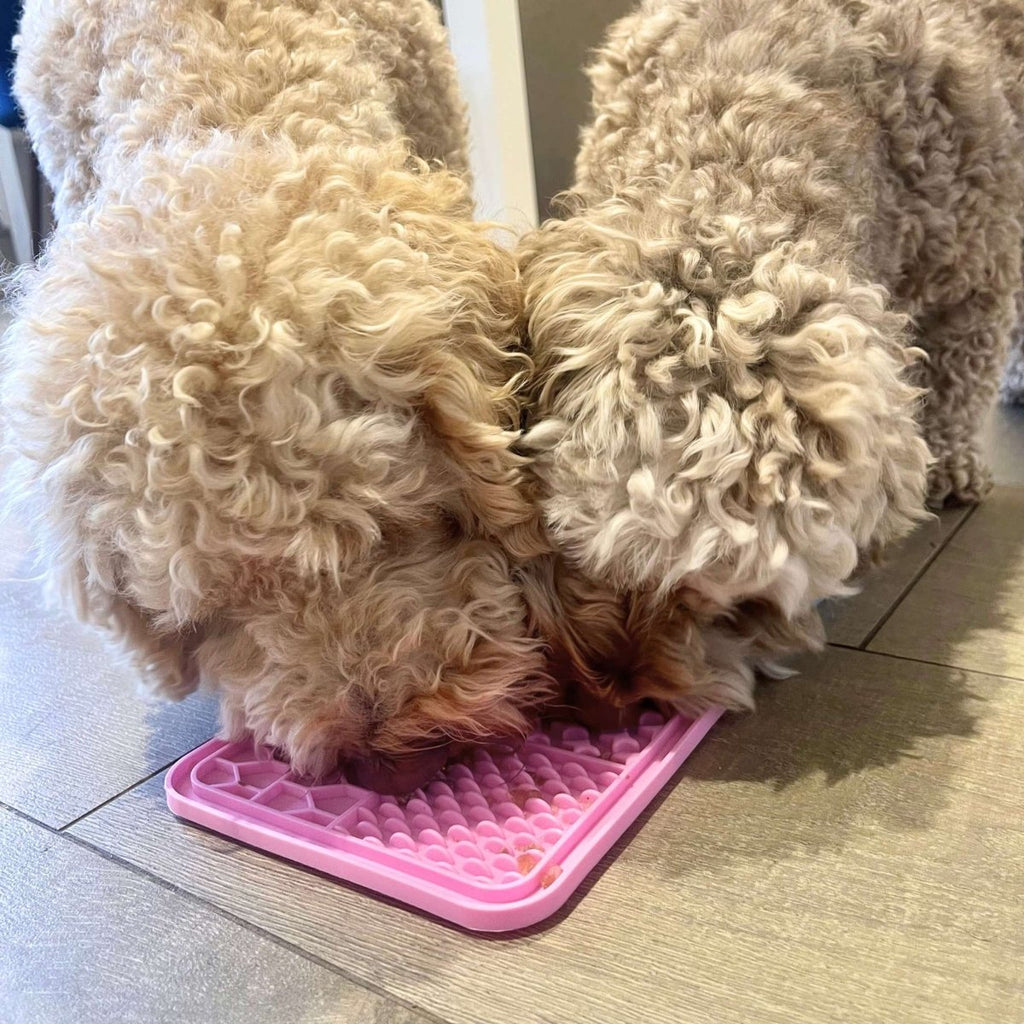 Pink Dog Lick Mat for Treats and Calm