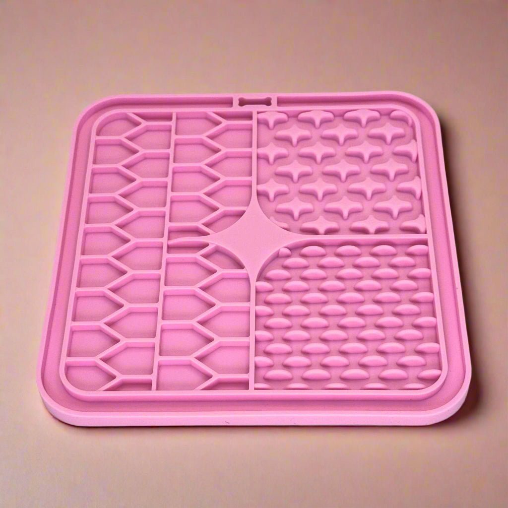 Pink Dog Lick Mat for Treats and Calm