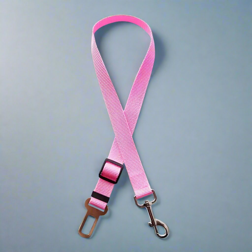 Pastel Pink Dog Car Seat Belt Restraint