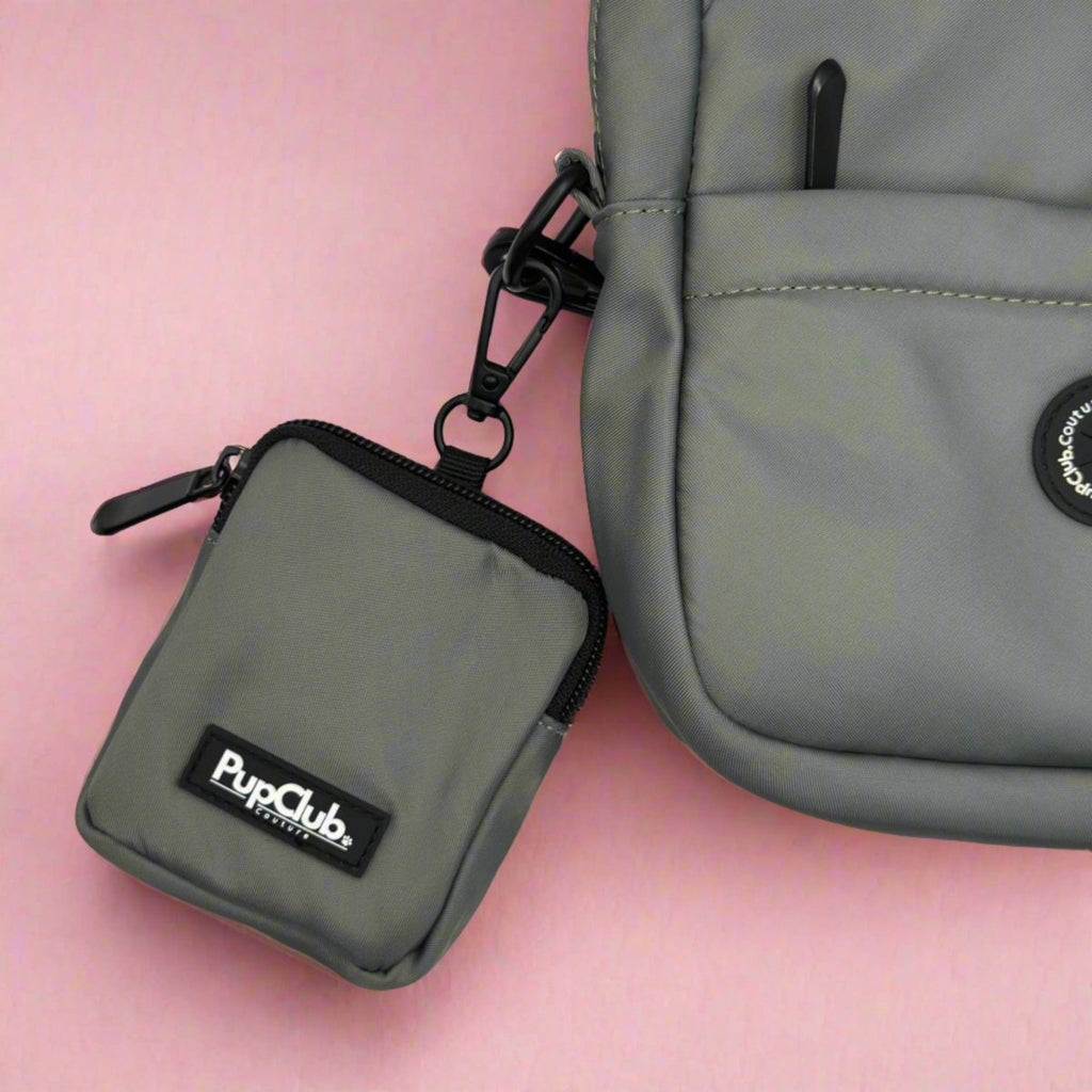 Grey Dog Treat Pouch with Clip