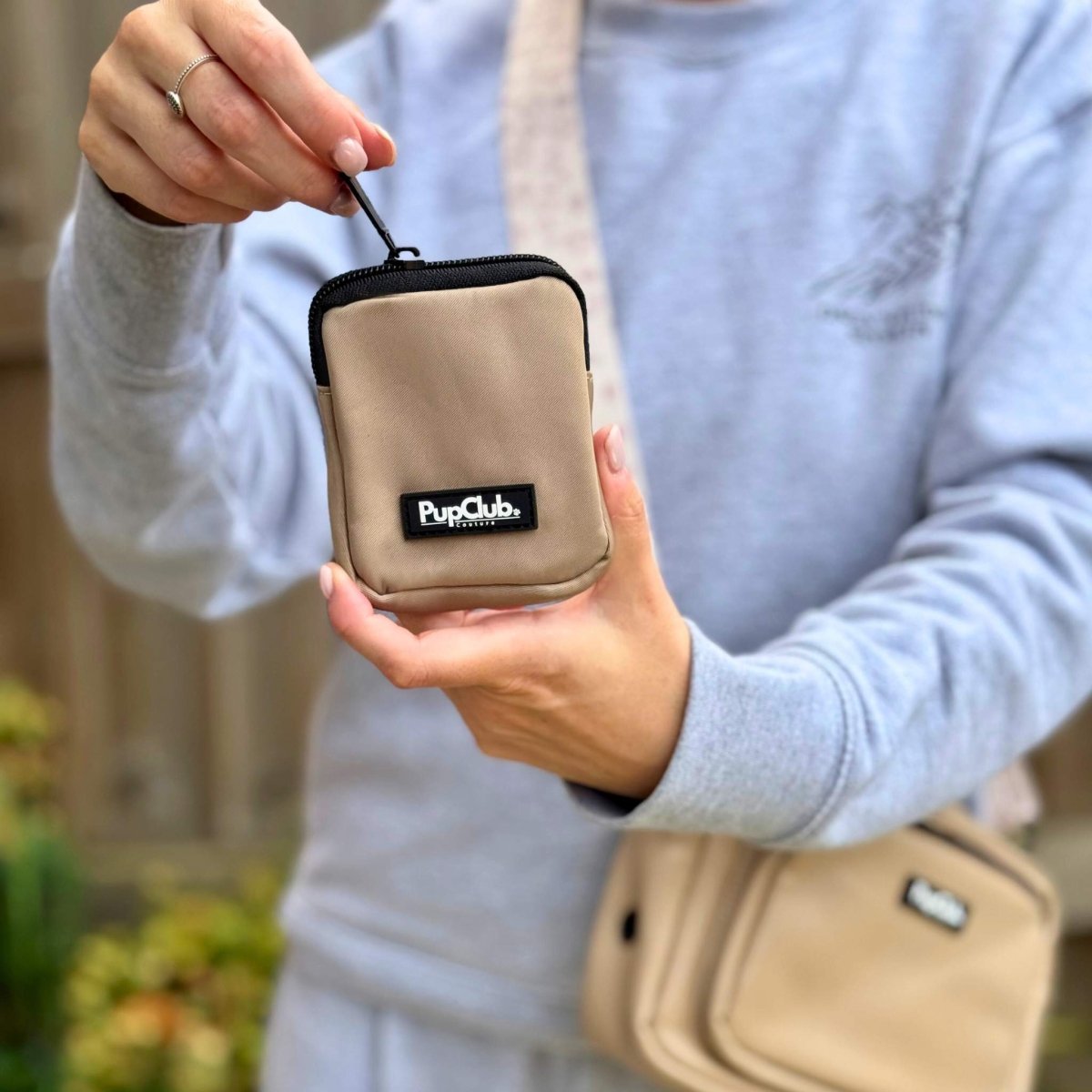 Tan Dog Treat Pouch with Clip