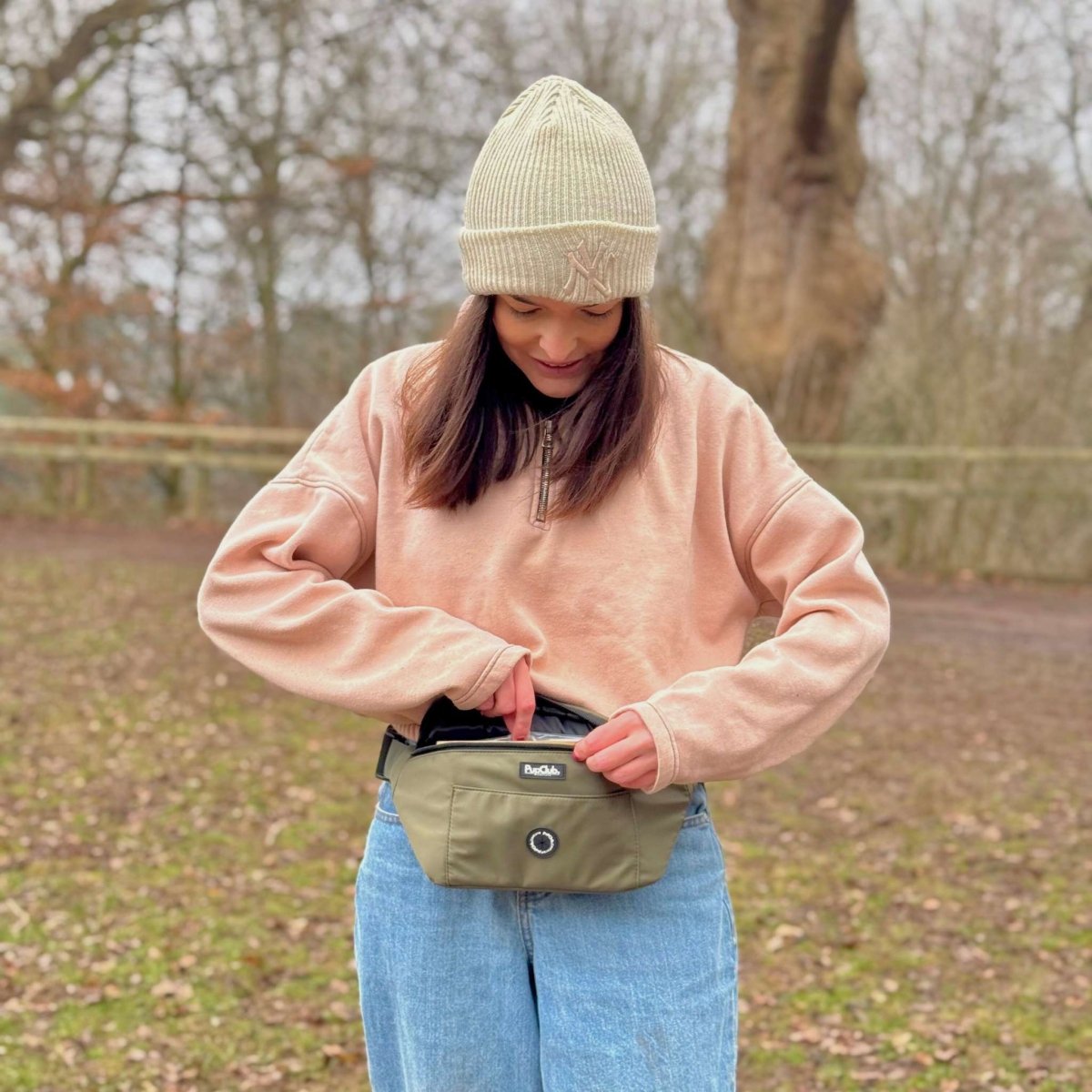 Dog Walking Bum Bag in Khaki Green