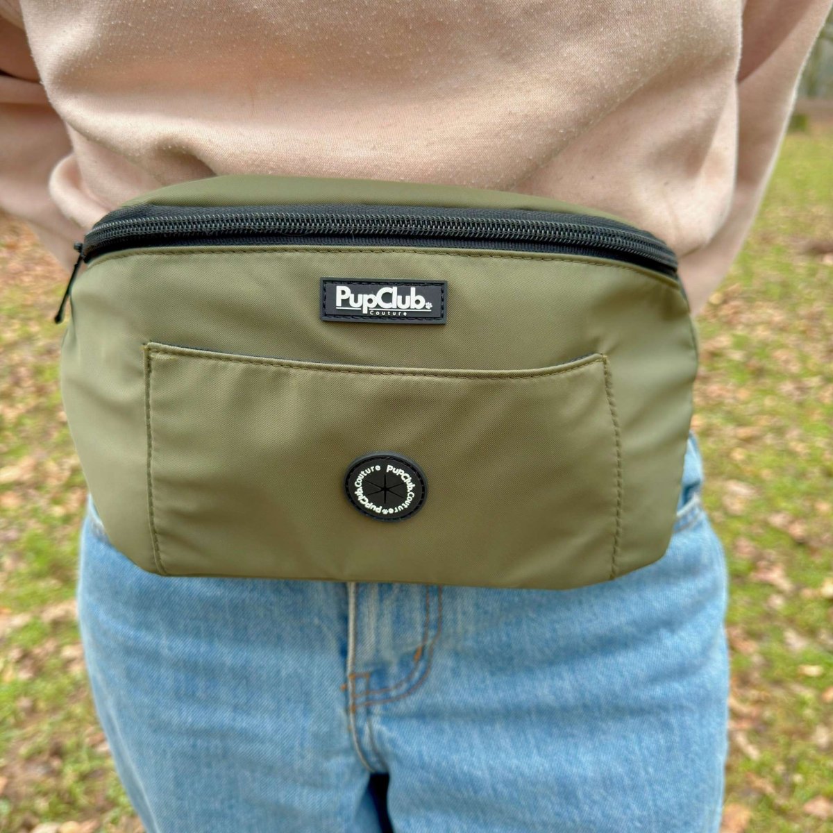 Dog Walking Bum Bag in Khaki Green